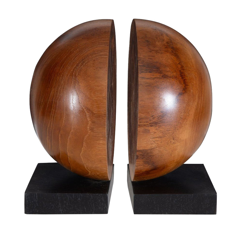 Teak and Noir Bookends Set of 2