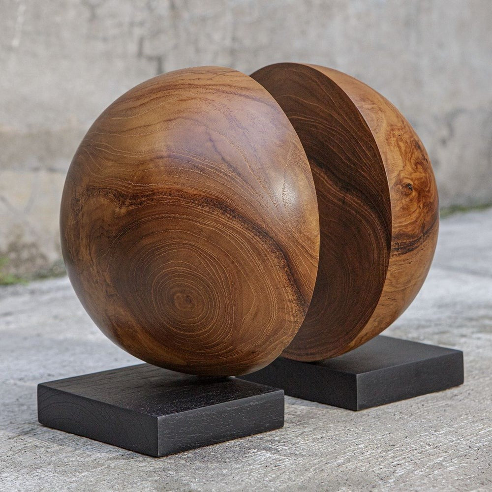 Uttermost Teak and Noir Bookends Set of 2