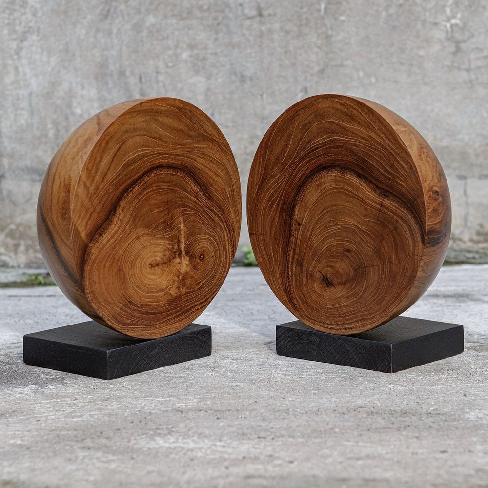 Uttermost Teak and Noir Bookends Set of 2