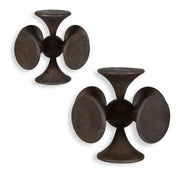Balanced Harmony Dark Wooden Sculptures, Set of 2