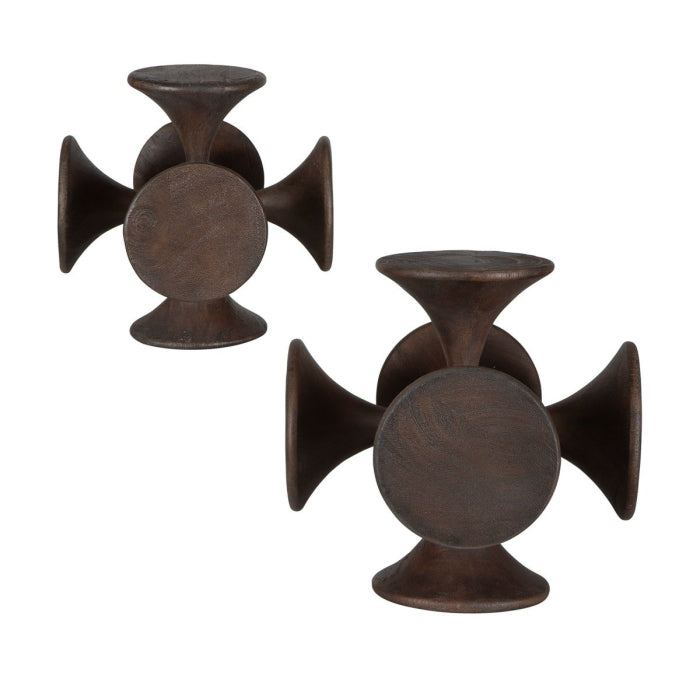 Uttermost Balanced Harmony Dark Wooden Sculptures, Set of 2