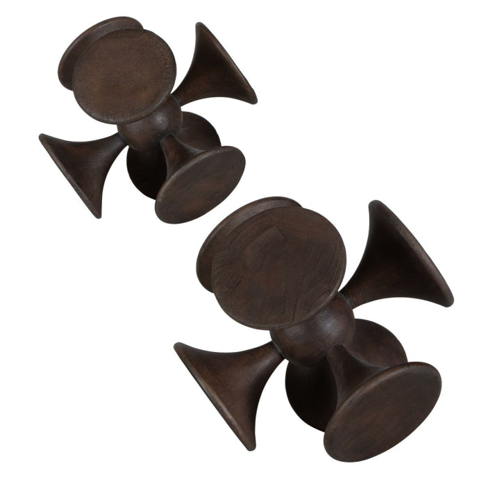 Uttermost Balanced Harmony Dark Wooden Sculptures, Set of 2