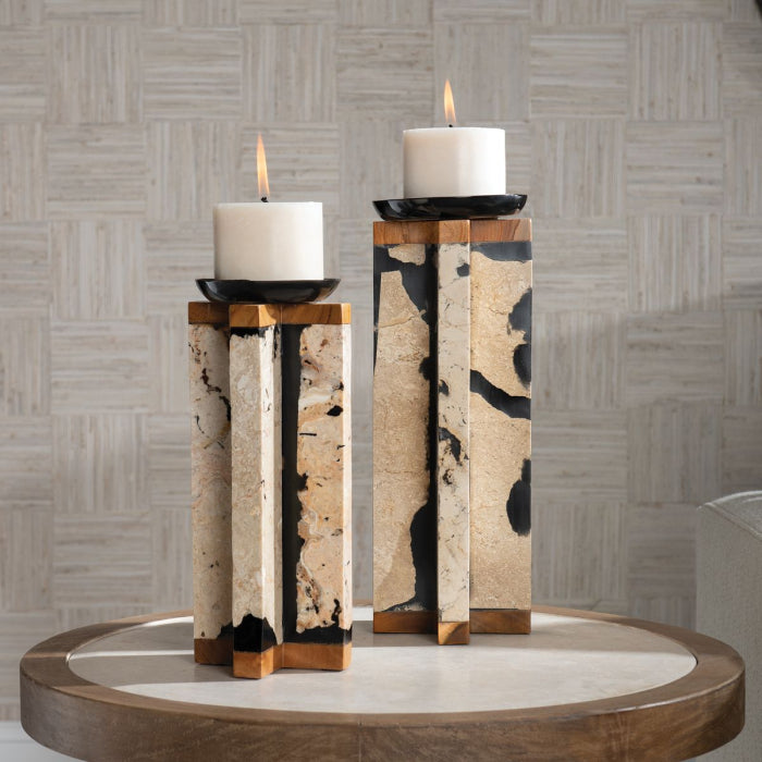 Uttermost Illini Set of 2 Stone Candleholders