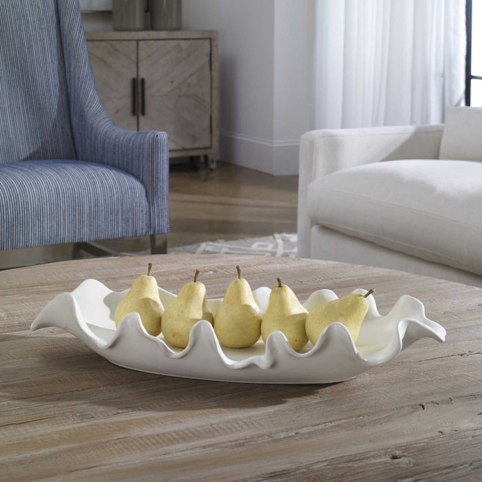 Uttermost Ruffled Feathers Modern Indoor-Outdoor White Bowl