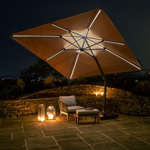 Glow Challenger T2 3m Square Taupe Free Arm Parasol