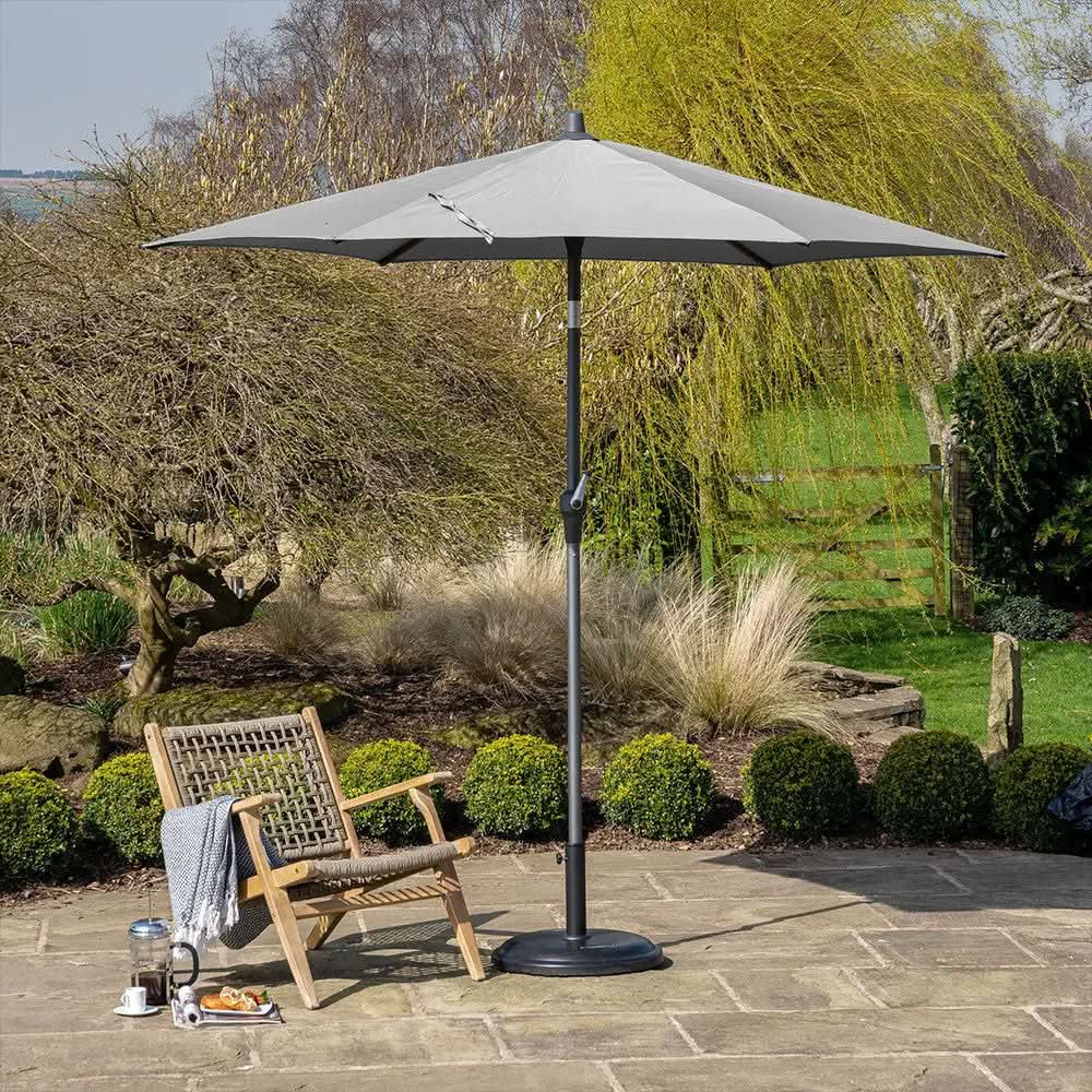 Riva 2.5m Round Luna Grey Parasol  Nicholas John Interiors
