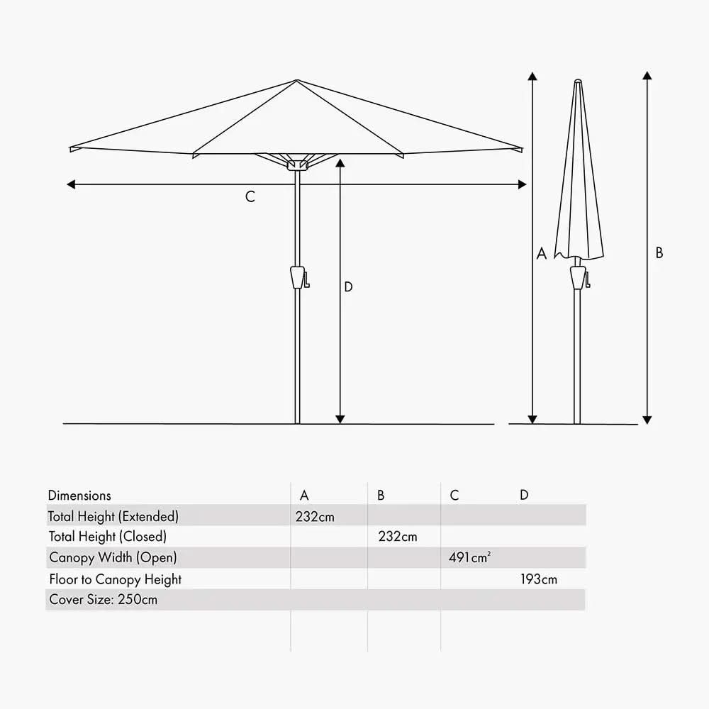 Riva 2.5m Round Taupe Parasol  Nicholas John Interiors