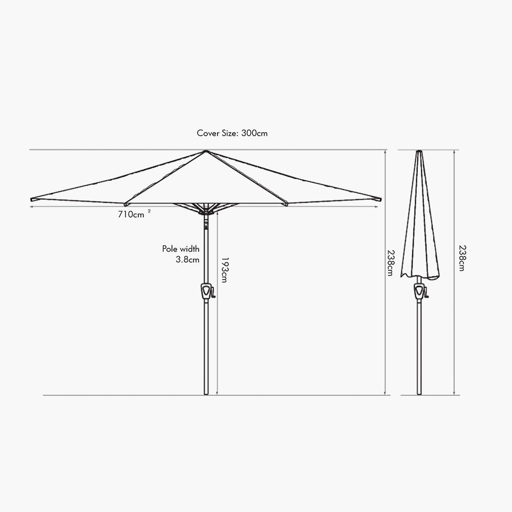 Riva 3m Round Anthracite Parasol Pacific Lifestyle