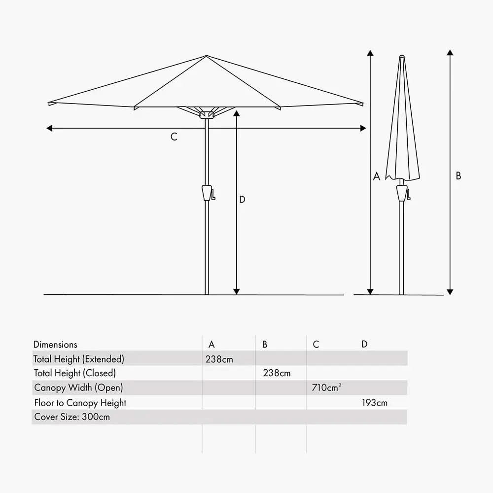 Riva 3m Round Luna Grey Parasol  Nicholas John Interiors