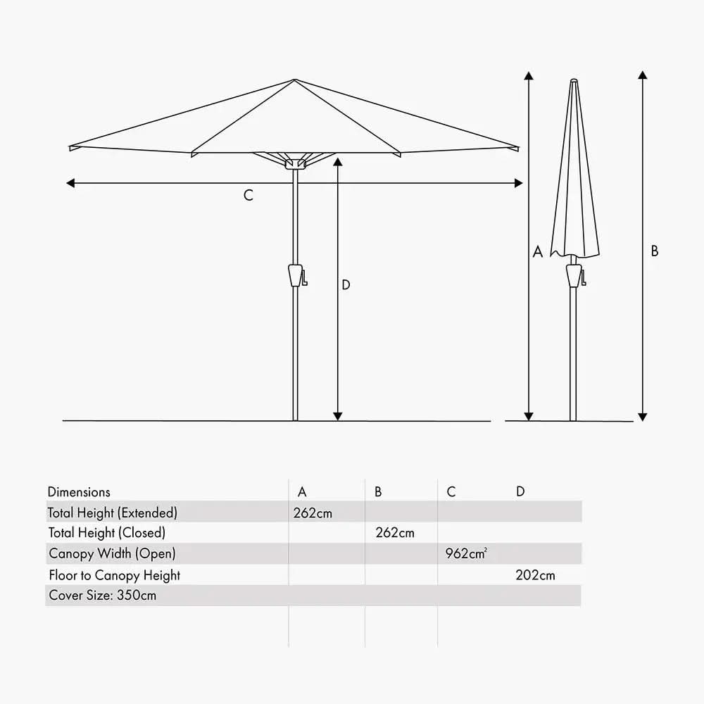 Riva 3.5m Round Olive Parasol  Nicholas John Interiors