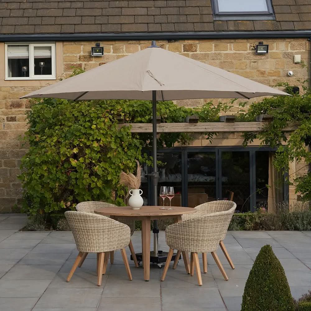 Riva 3.5m Round Taupe Parasol  Nicholas John Interiors