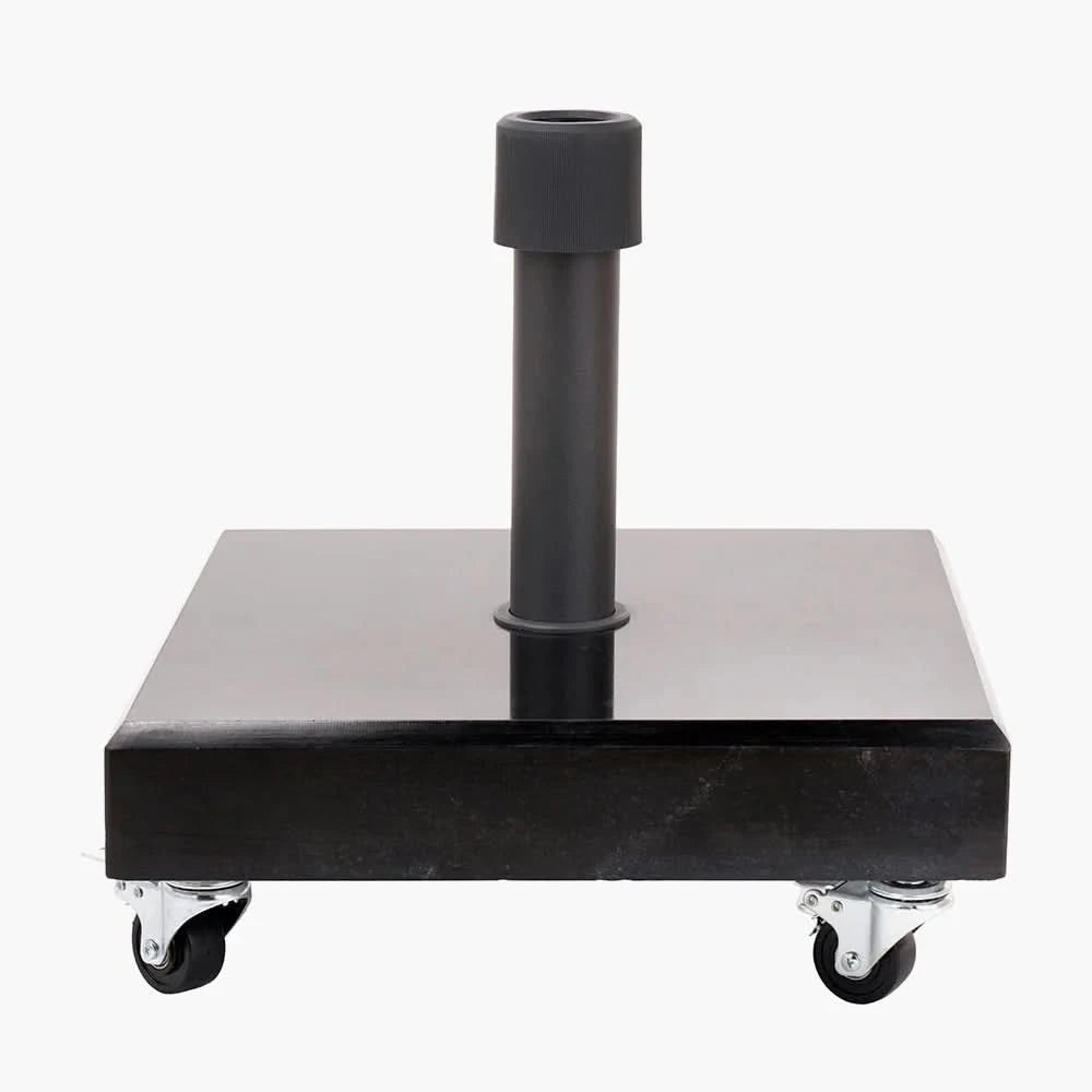 Rome Polished Black Granite 40 kg Wheeled Parasol Base   Nicholas John Interiors