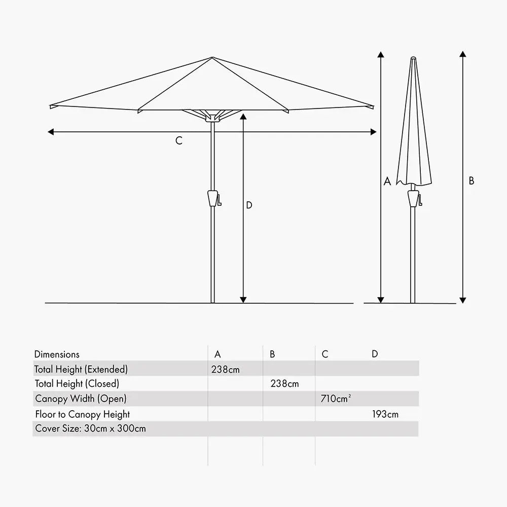 Riva Premium 3m Round Manhattan Grey Parasol  Nicholas John Interiors