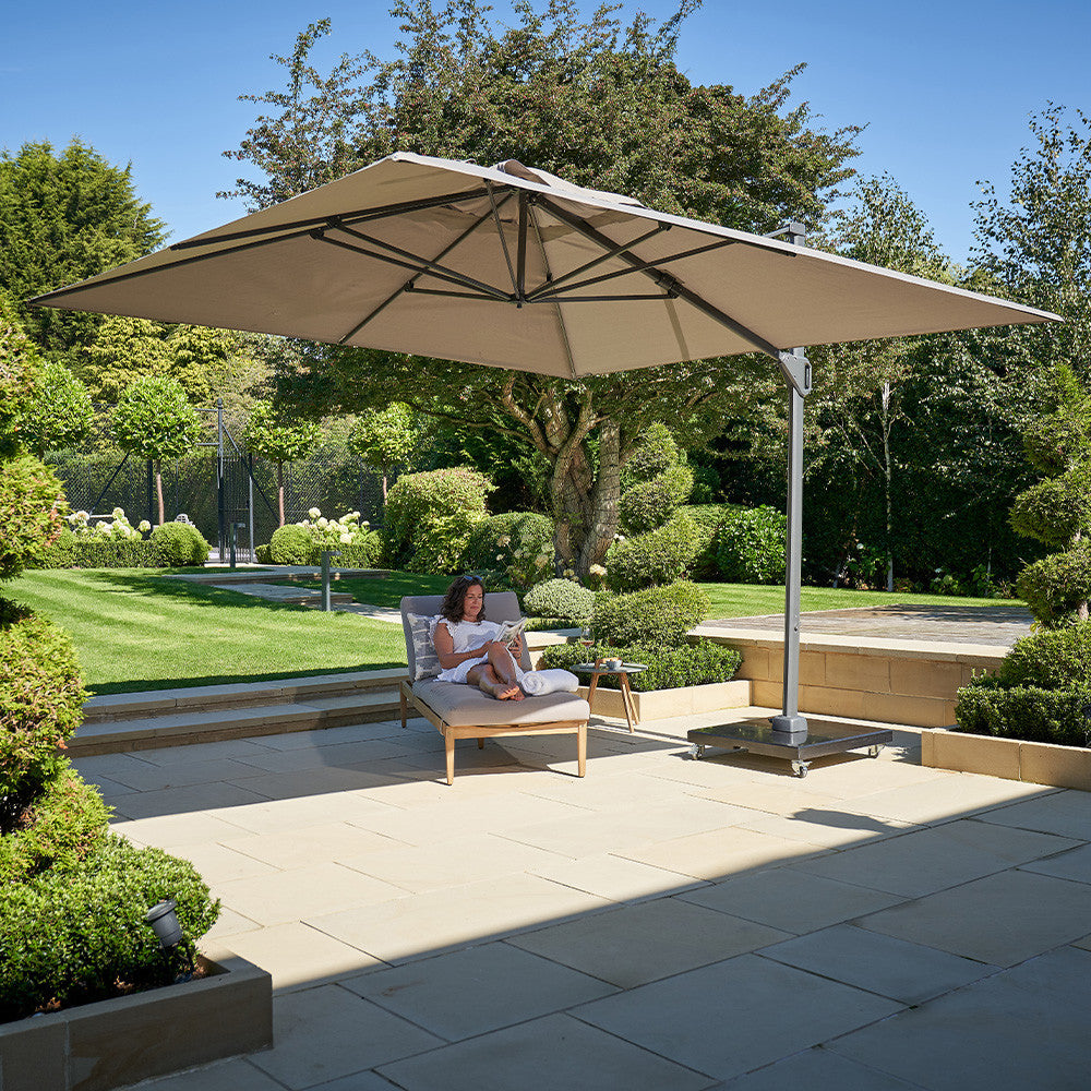 Challenger Telescopic T1 3.5m Square Premium Havana Taupe Parasol Pacific Lifestyle