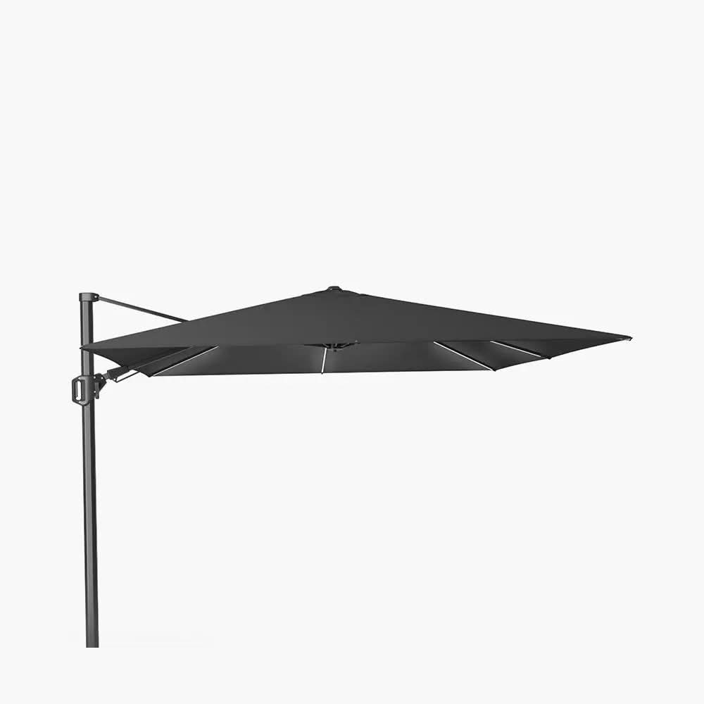 Glow Challenger T2 3m Square Premium Faded Black Free Arm Parasol  Nicholas John Interiors