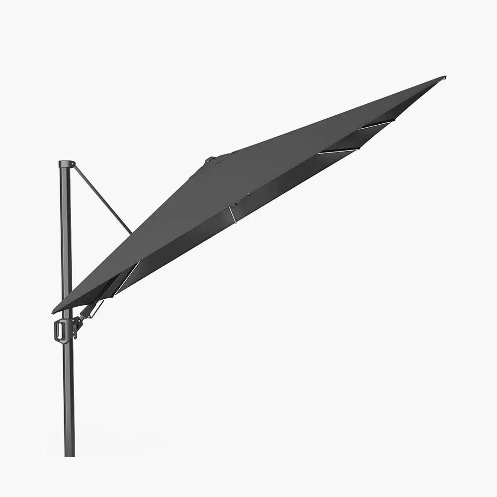 Glow Challenger T2 3m Square Premium Faded Black Free Arm Parasol  Nicholas John Interiors