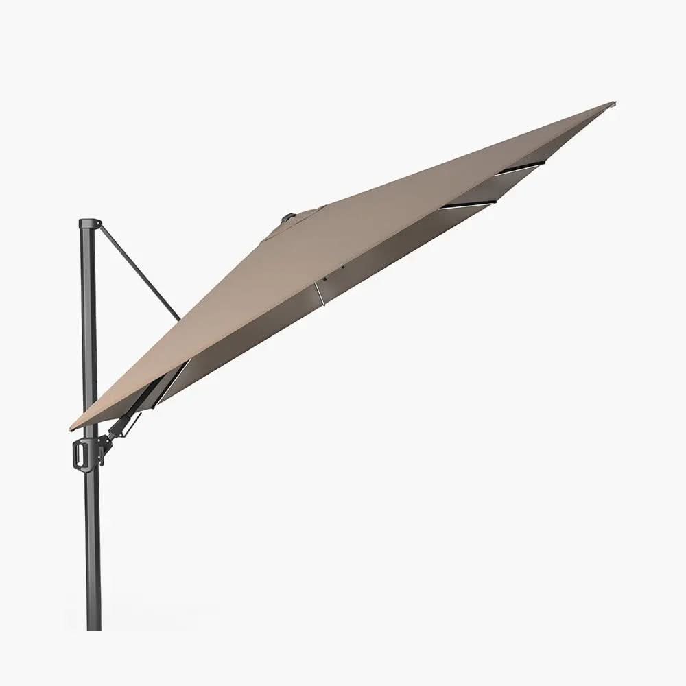 Glow Challenger T2 3m Square Premium Havana Taupe Free Arm Parasol  Nicholas John Interiors