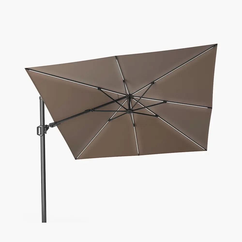 Glow Challenger T2 3m Square Premium Havana Taupe Free Arm Parasol  Nicholas John Interiors