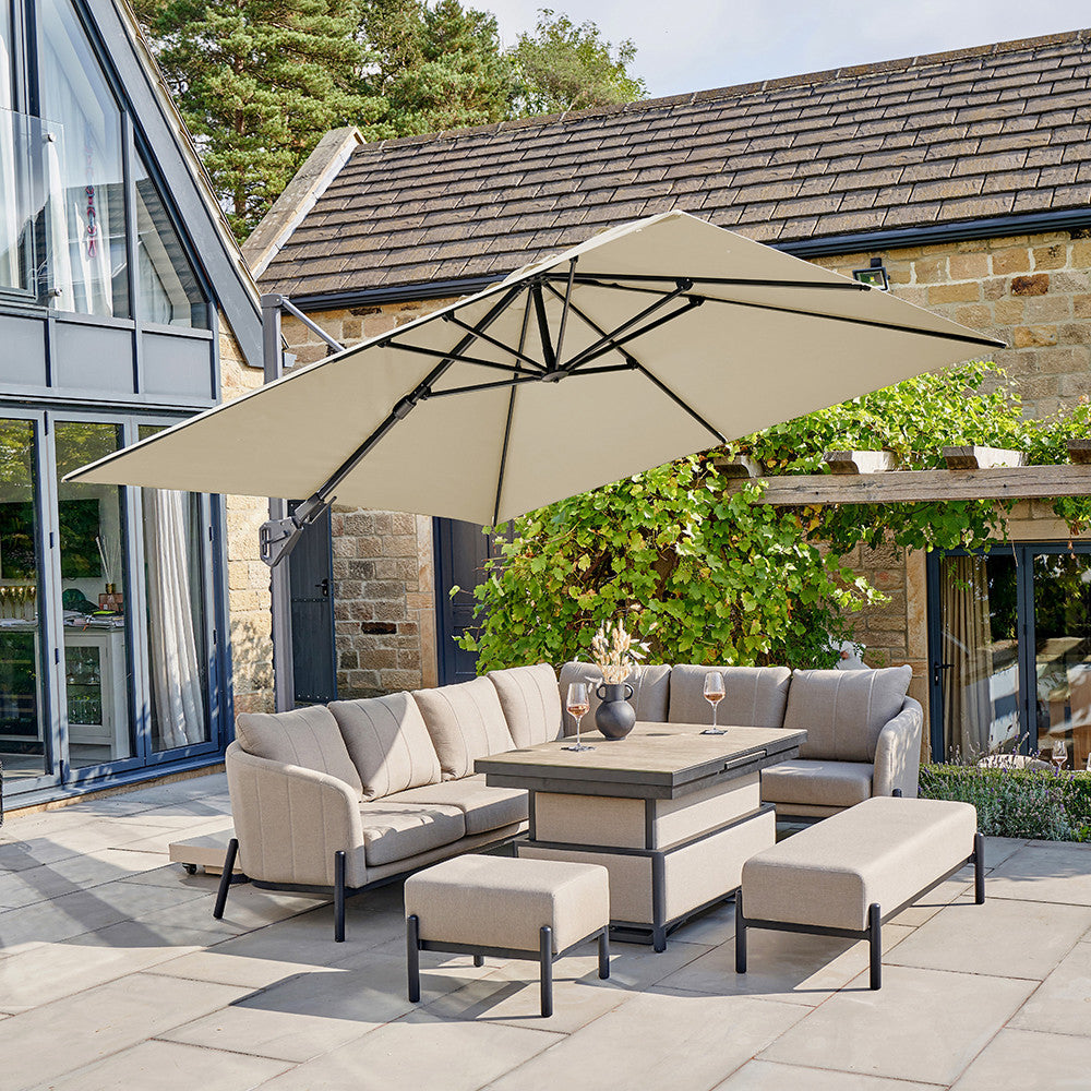 Challenger T2 3m Square Premium Champagne Free Arm Parasol Pacific Lifestyle