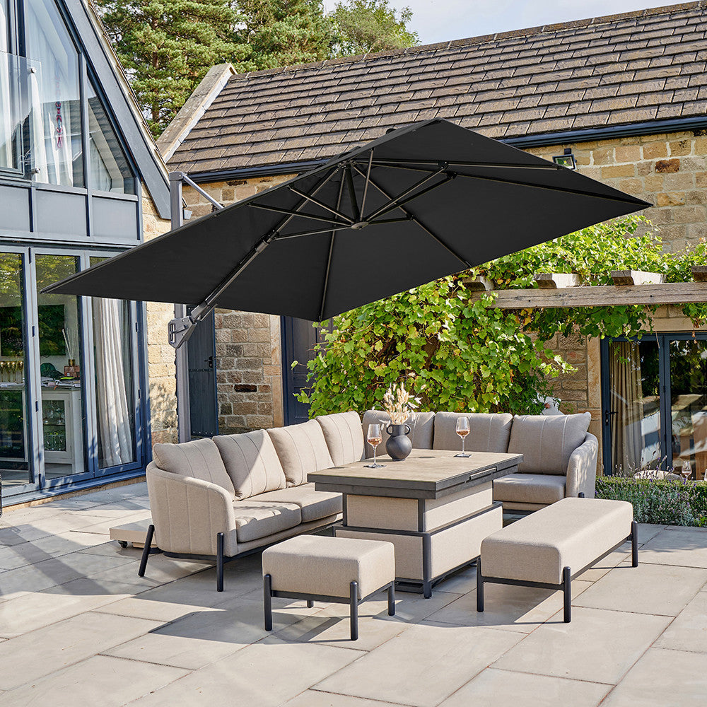 Challenger T2 3m Square Premium Faded Black Free Arm Parasol Pacific Lifestyle
