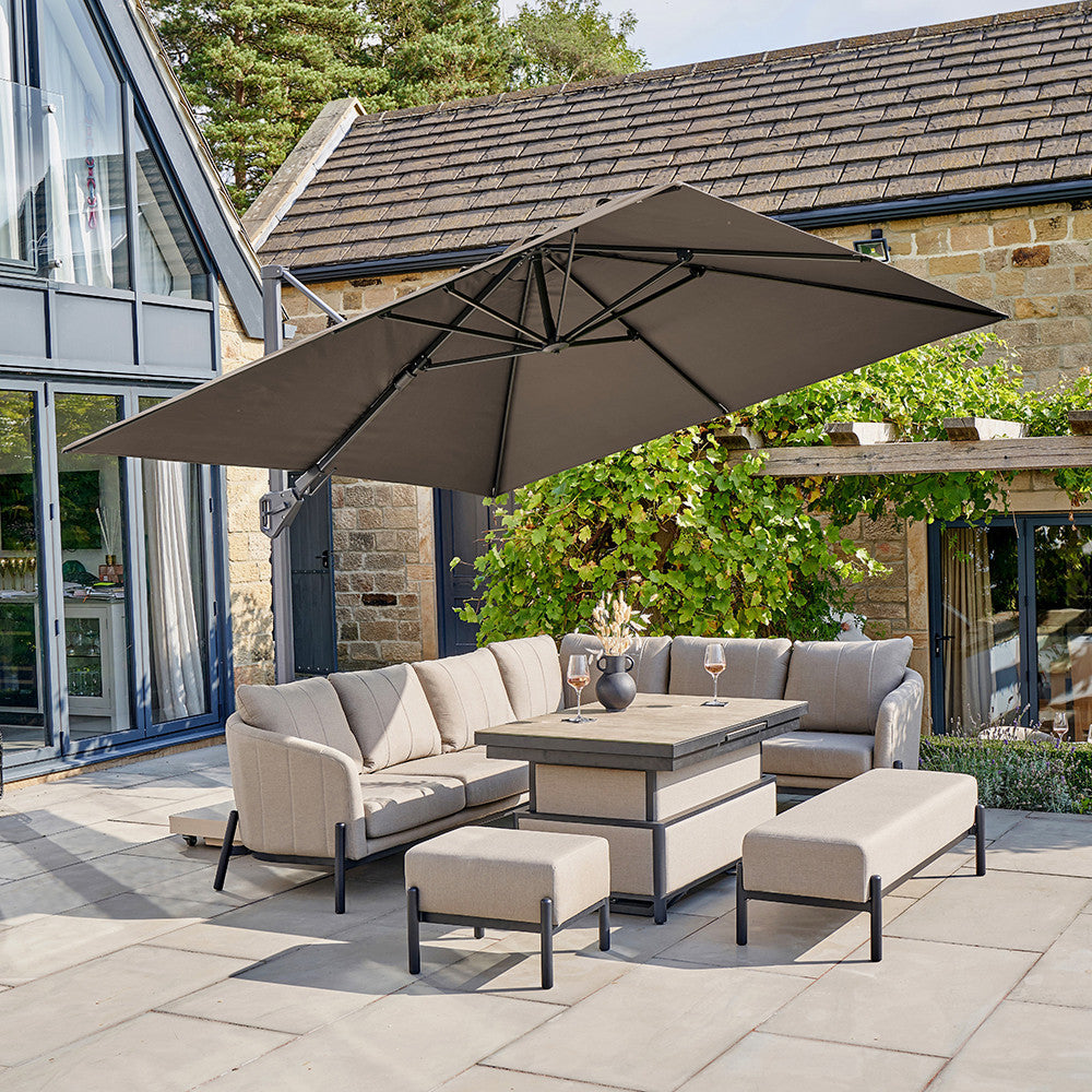 Challenger T2 3m Square Premium Havana Taupe Free Arm Parasol Pacific Lifestyle