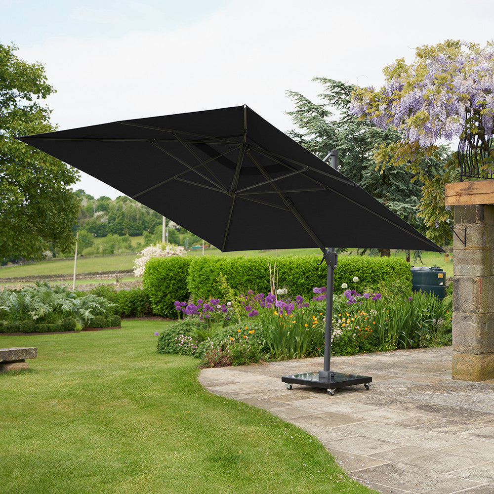 Challenger T2 3.5 x 2.6m Rectangular Premium Faded Black Free Arm Parasol Pacific Lifestyle