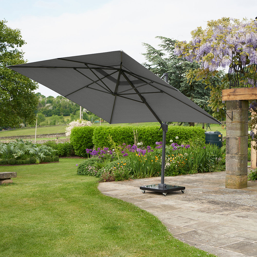 Challenger T2 3.5 x 2.6m Rectangular Premium Manhattan Grey Free Arm Parasol Pacific Lifestyle