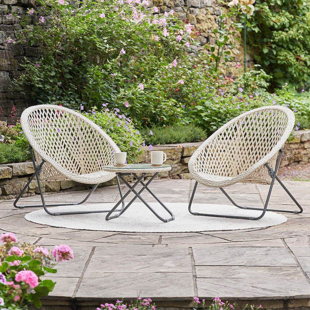 Tobs Outdoor Cream Foldable Loungers Set
