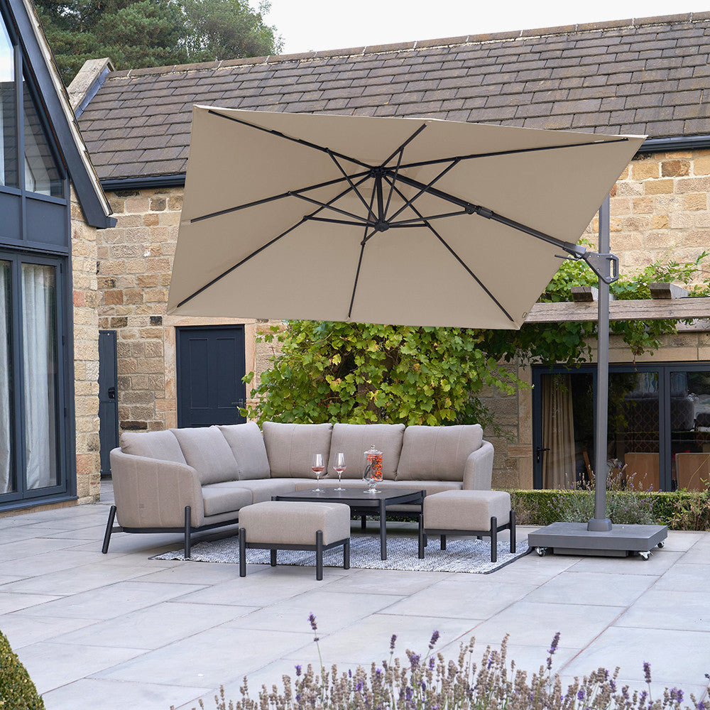 Voyager T2 2.7m Square Champagne Free Arm Parasol Pacific Lifestyle