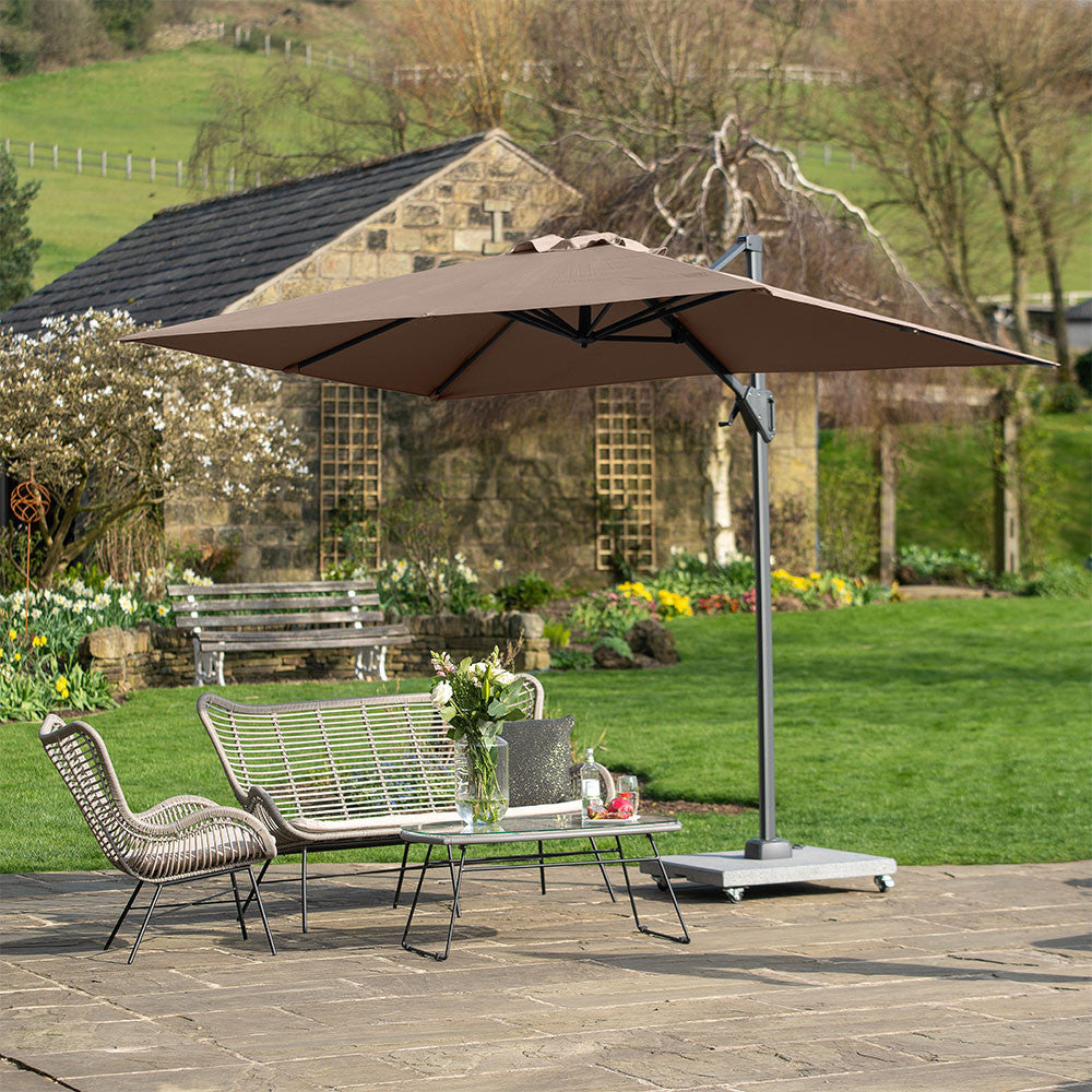 Voyager T1 3m x 2m Rectangular Taupe Free Arm Parasol Pacific Lifestyle