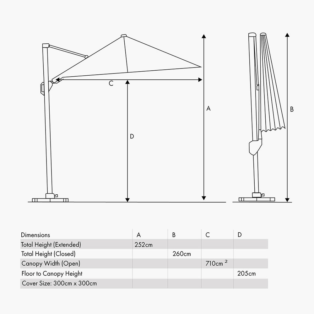 Voyager T1 3m Round Taupe Free Arm Parasol Pacific Lifestyle