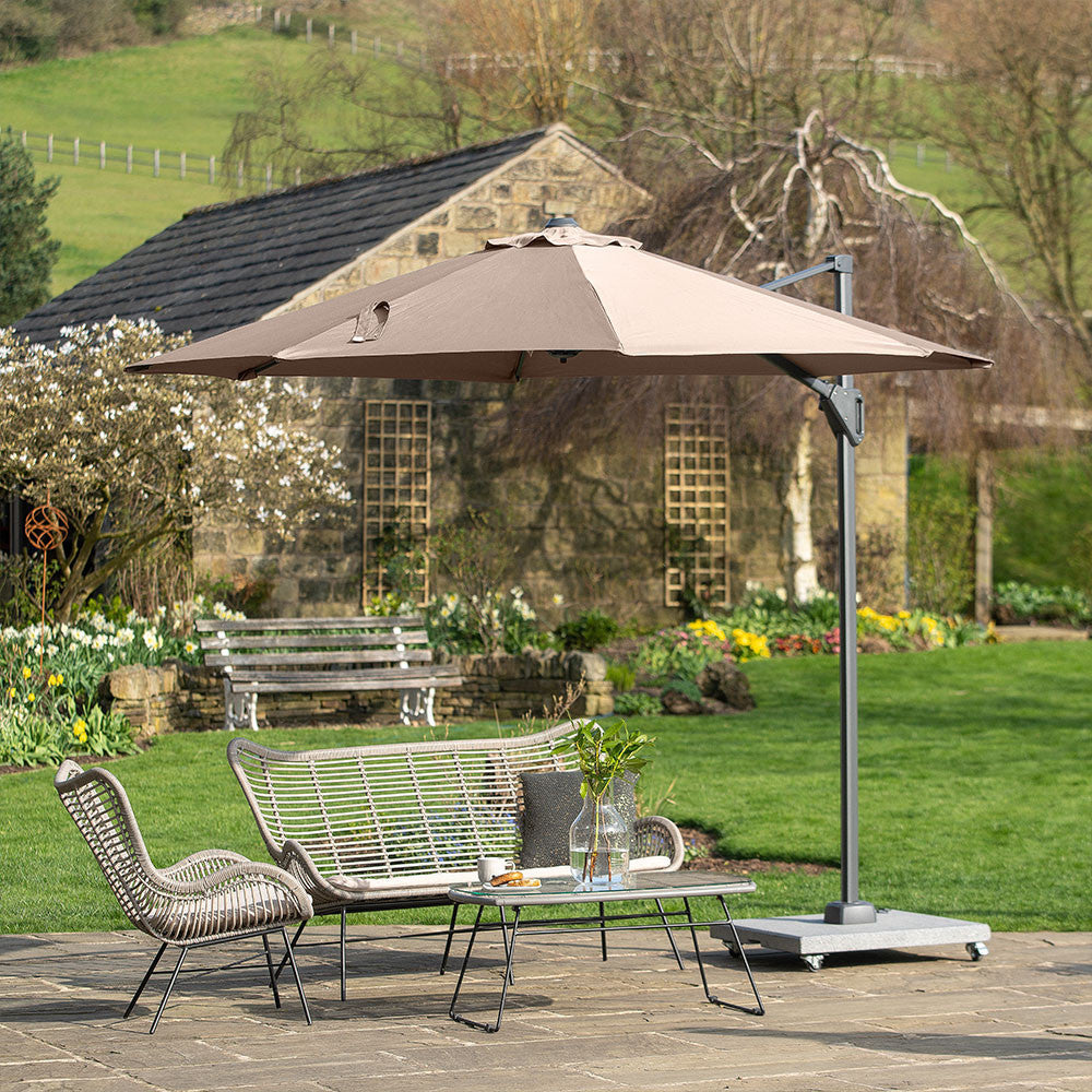 Voyager T1 3m Round Taupe Free Arm Parasol Pacific Lifestyle