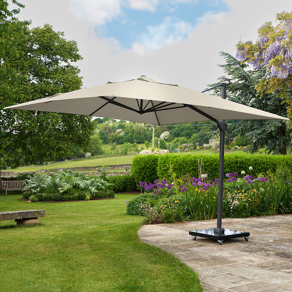 Challenger T2 3.5 x 2.6m Rectangular Champagne Free Arm Parasol Pacific Lifestyle