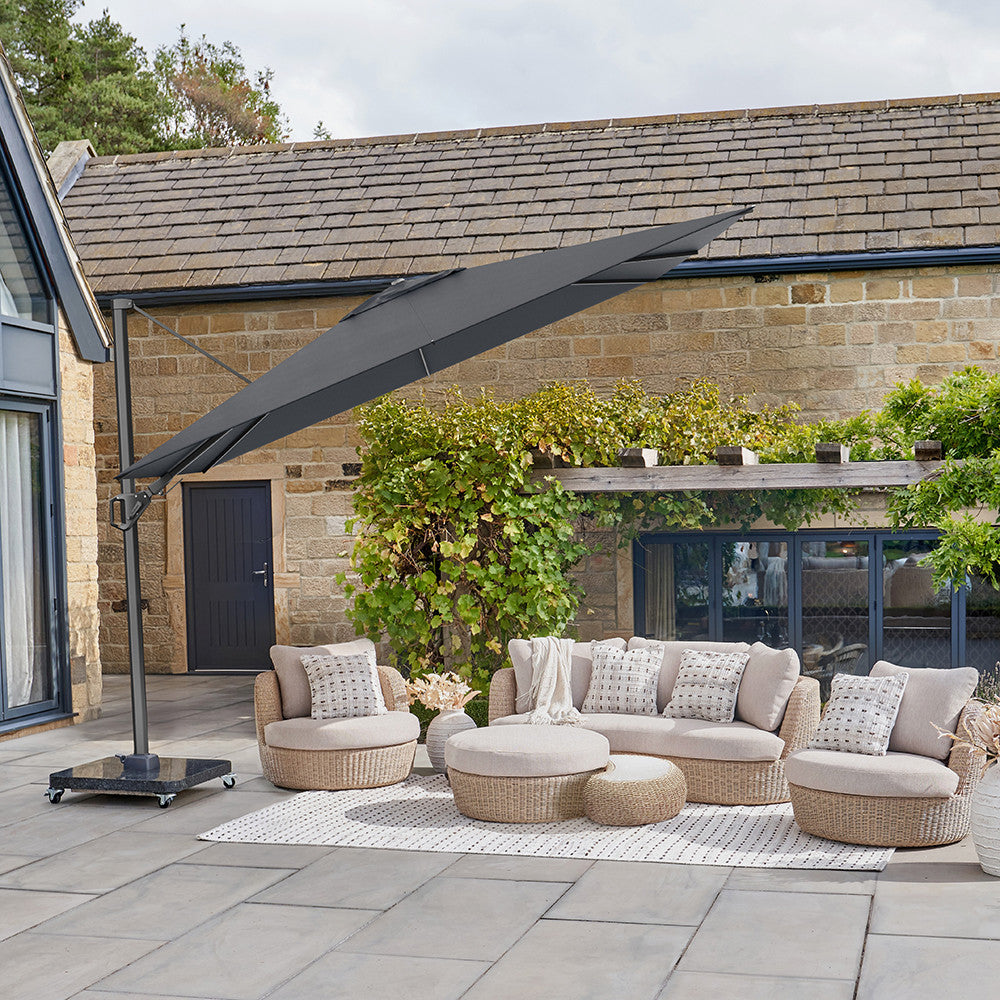 Challenger T2 2.6 x 3.5m Rectangular Premium Anthracite / Faded Black Free Arm Parasol
