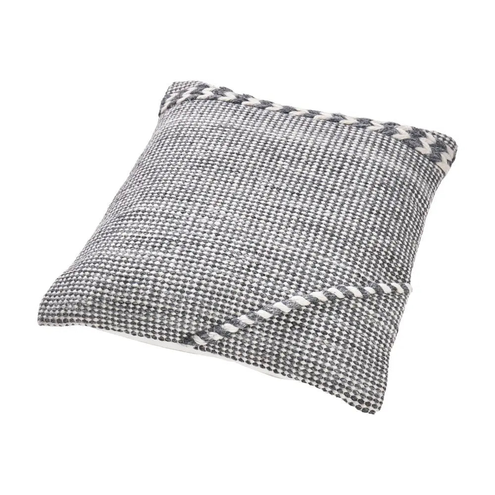 Indoor Outdoor Plaited Stripe Scatter Cushion - Grey & White  Nicholas John Interiors