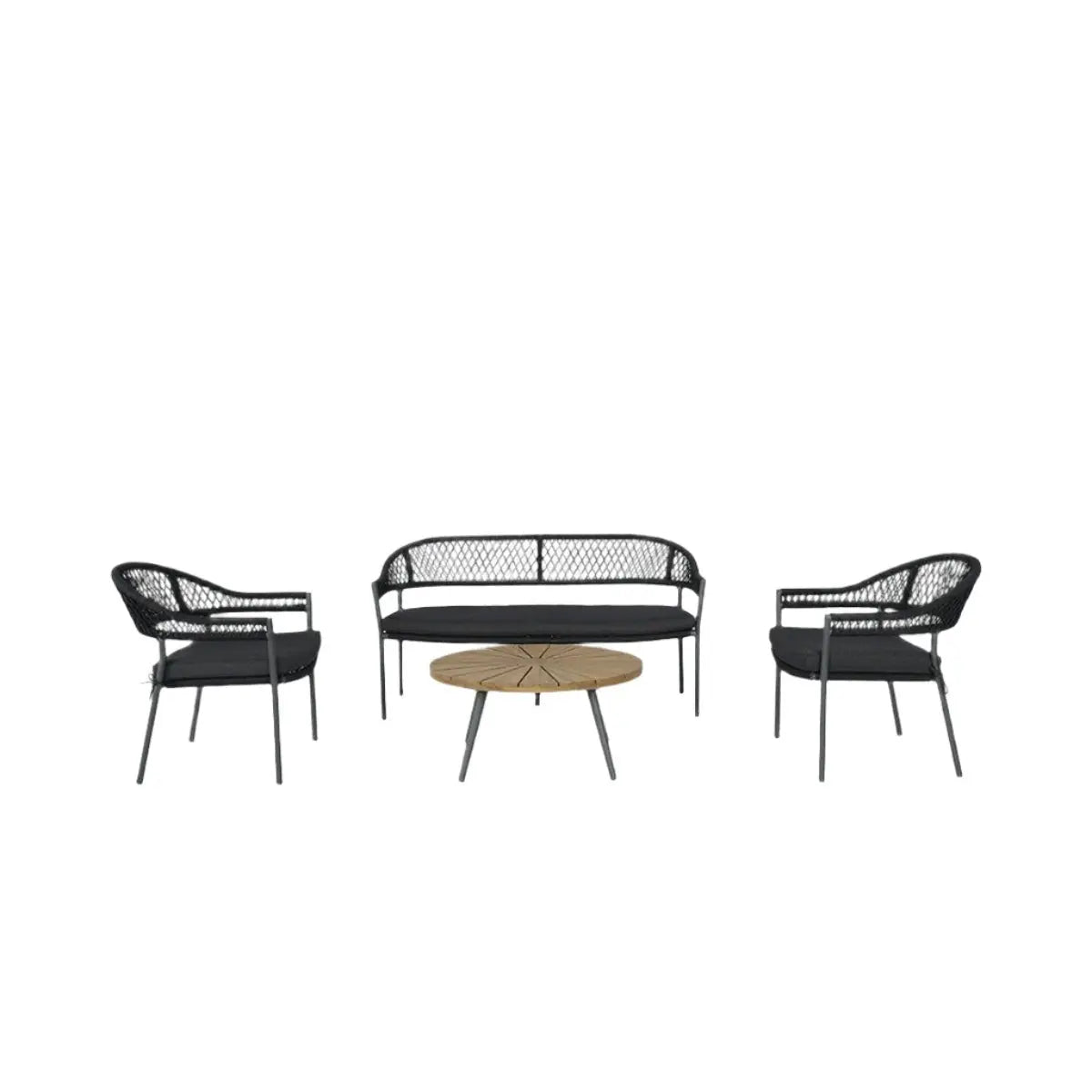 Bazel Outdoor Seating Set in Teak & Black - Pacific Lifestyle  Nicholas John Interiors