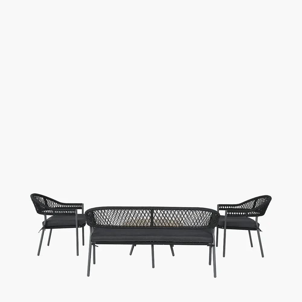 Bazel Outdoor Seating Set in Teak & Black - Pacific Lifestyle  Nicholas John Interiors