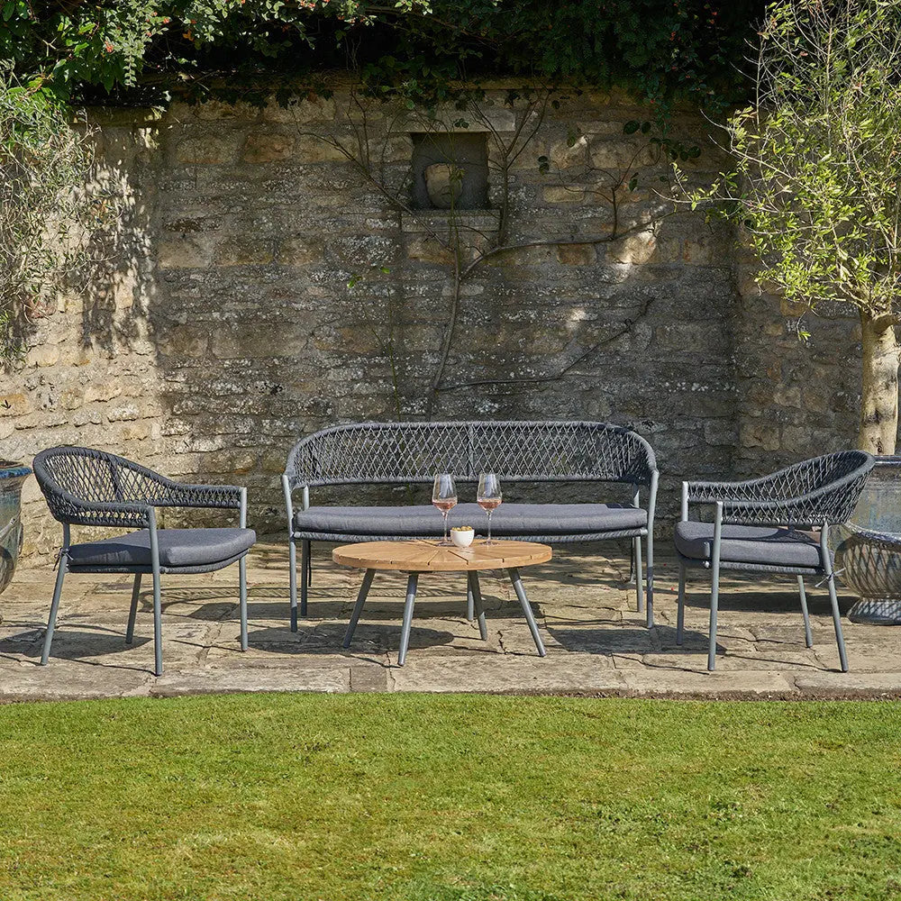 Bazel Outdoor Seating Set in Teak & Black - Pacific Lifestyle  Nicholas John Interiors
