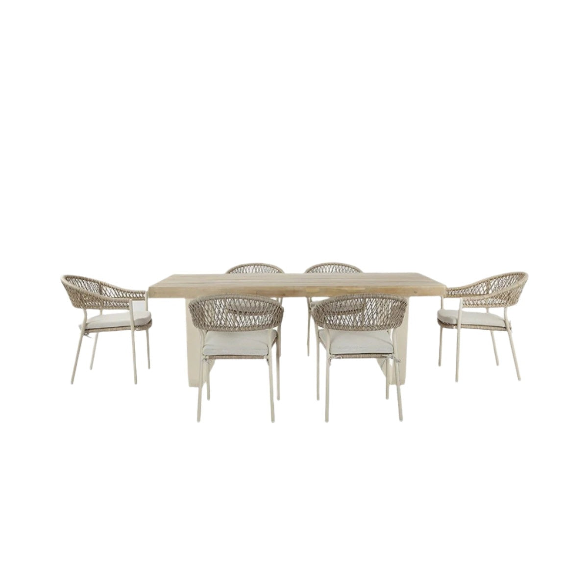 Osuna Outdoor 6 Seater Dining Set - Latte Pacific Lifestyle