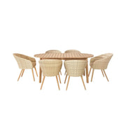 Caroon Outdoor 6 Seater Dining Set - Light Acacia Wood  Nicholas John Interiors