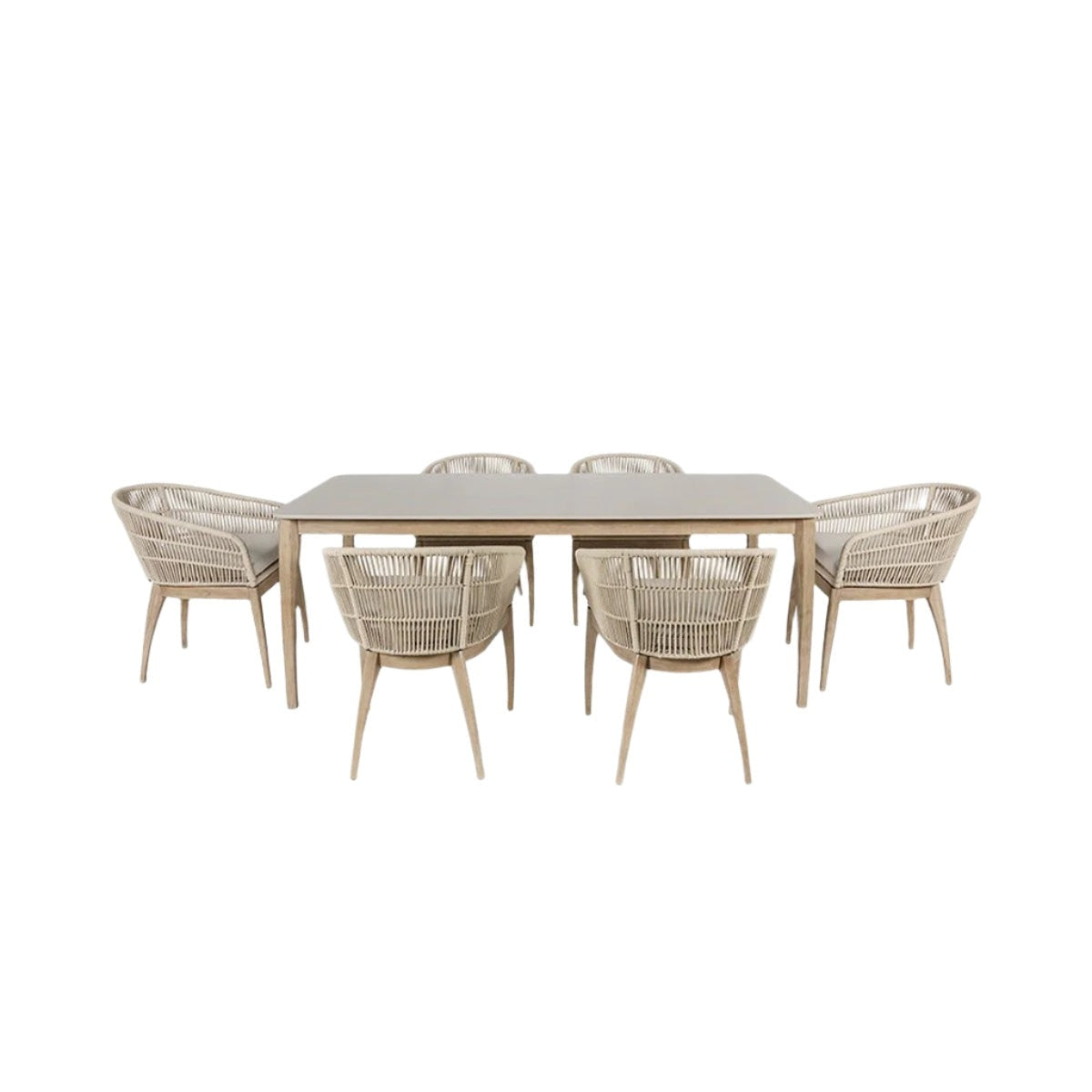 Mova Outdoor 6 Seater Dining Set - Latte & Oatmeal Pacific Lifestyle