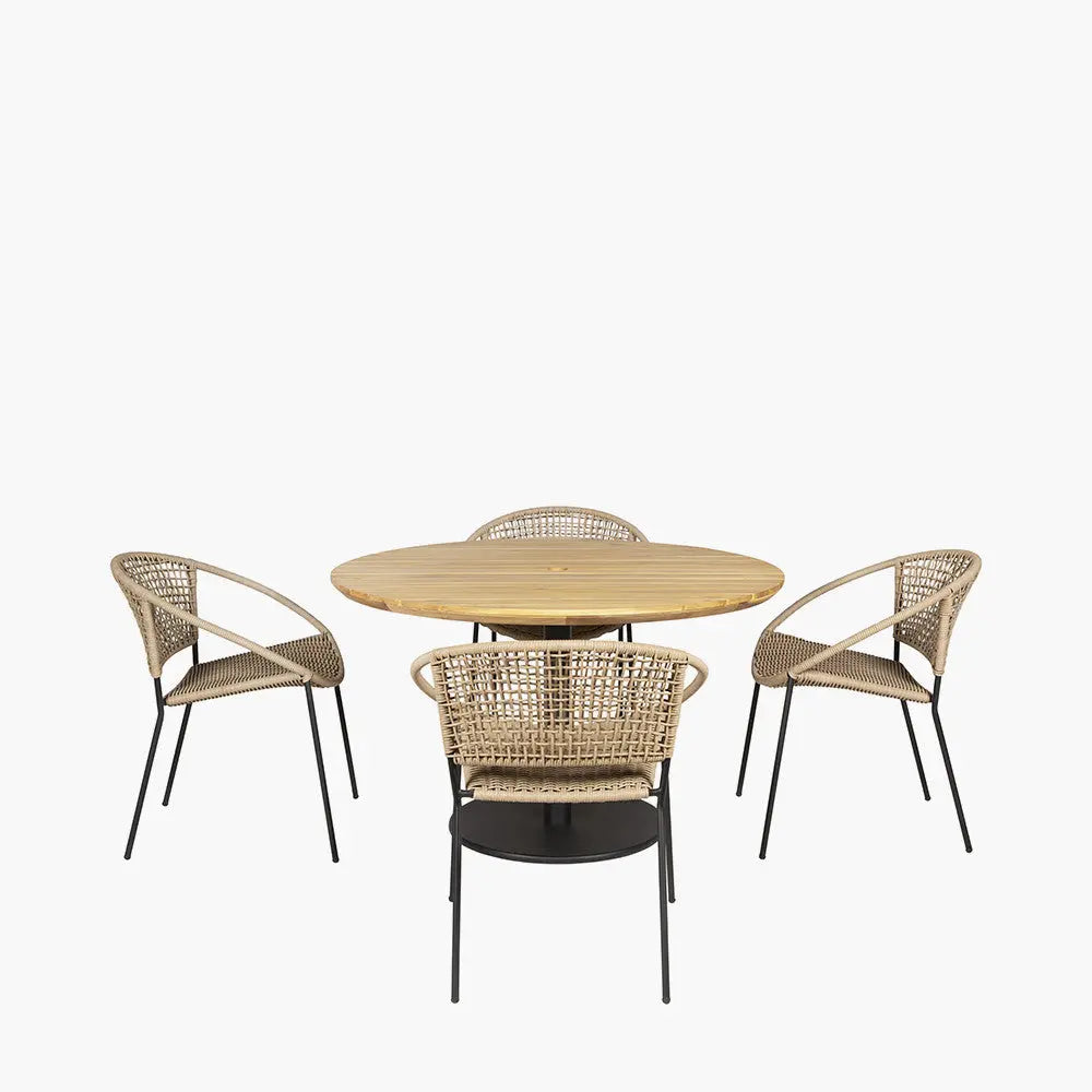 Dakota Natural Wheat Outdoor 4 Seater Dining Set  Nicholas John Interiors