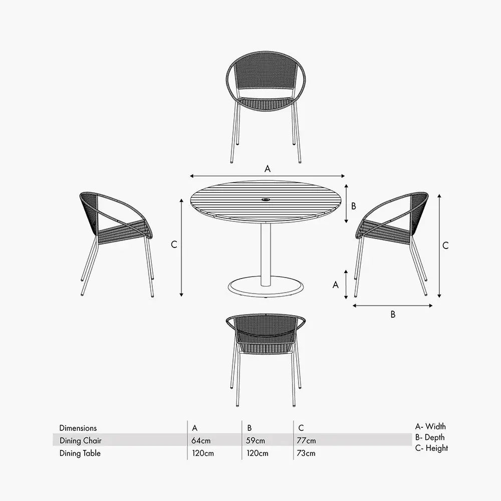 Dakota Natural Wheat Outdoor 4 Seater Dining Set  Nicholas John Interiors