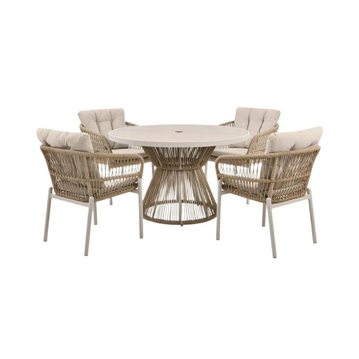 Martic Outdoor 4 Seater Dining Set in Light Acacia Wood - Pacific Lifestyle  Nicholas John Interiors