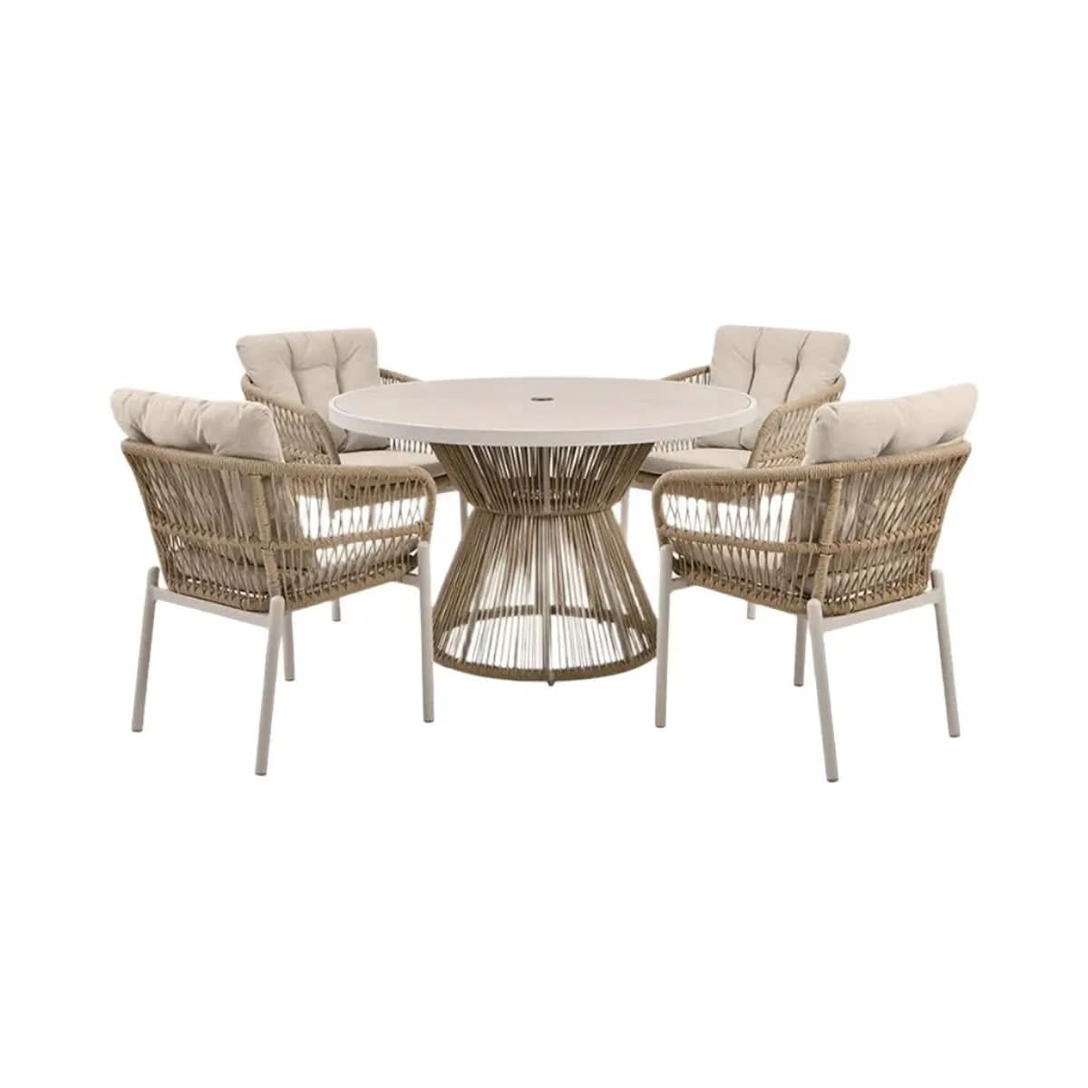 Martic Outdoor 4 Seater Dining Set in Light Acacia Wood - Pacific Lifestyle  Nicholas John Interiors