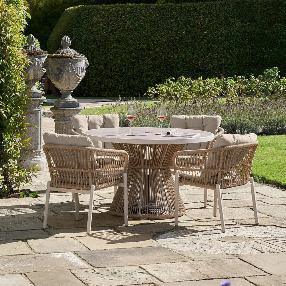 Martic Outdoor 4 Seater Dining Set in Light Acacia Wood - Pacific Lifestyle  Nicholas John Interiors