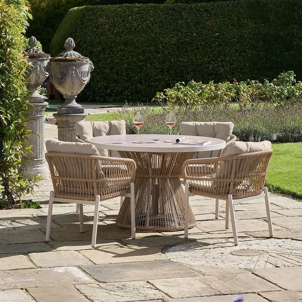 Martic Outdoor 4 Seater Dining Set in Light Acacia Wood - Pacific Lifestyle  Nicholas John Interiors