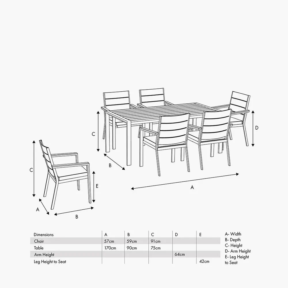 Aruba Outdoor 6 Seater Dining Set - Pacific Lifestyle  Nicholas John Interiors