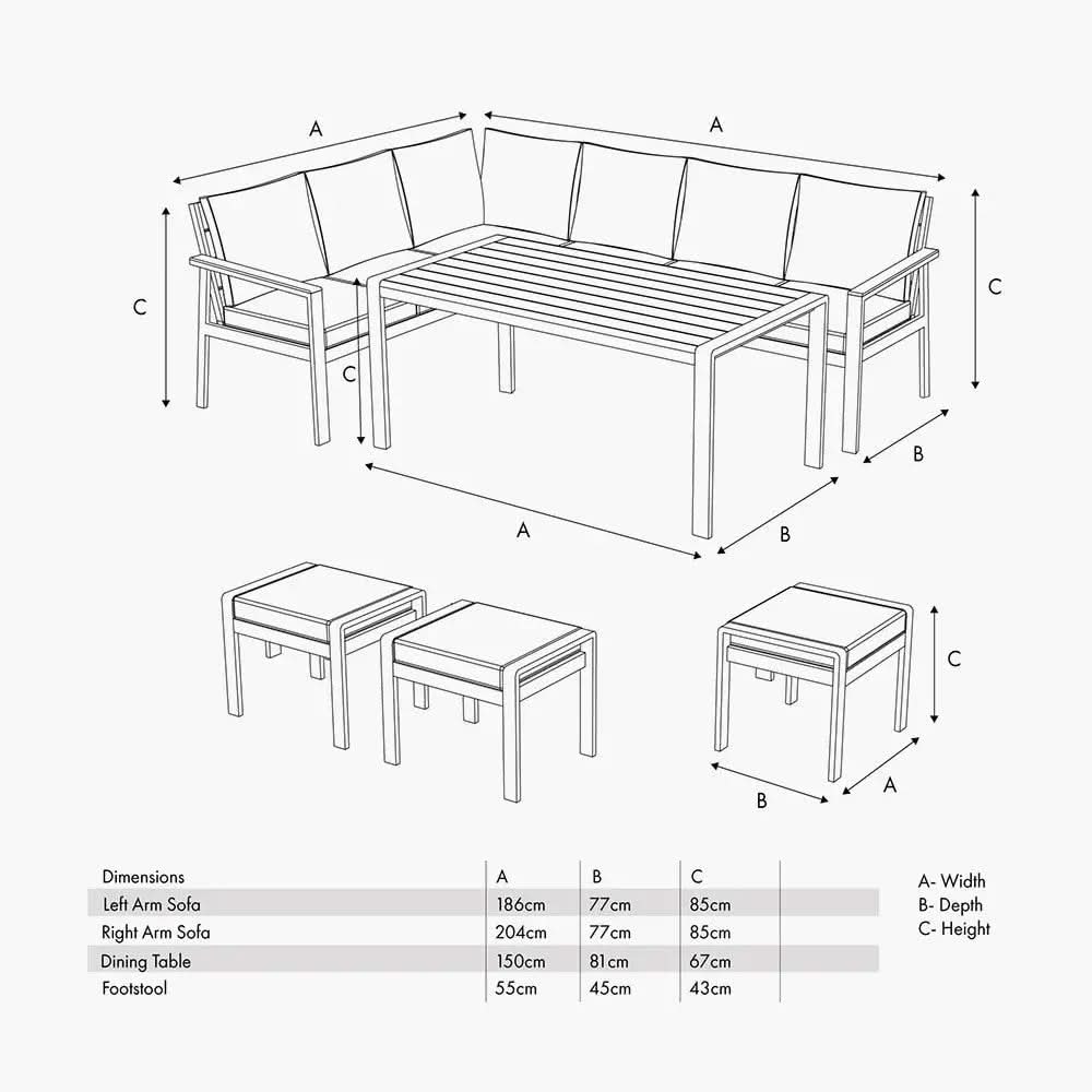 Aruba Outdoor Corner Seating Set in Ash - Pacific Lifestyle  Nicholas John Interiors