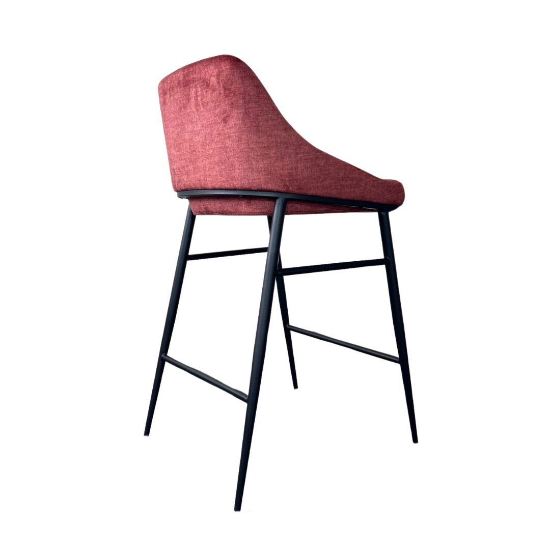 Tommy Franks Vai Barstool - Bella Velour Coral   Nicholas John Interiors